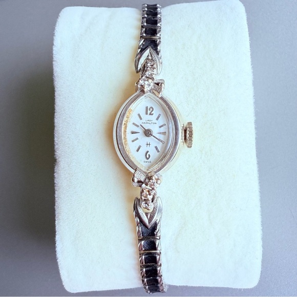 Vintage Lady Hamilton 14k White Gold Diamond 17 Jewels Watch Barn Yard F… - Picture 2 of 13